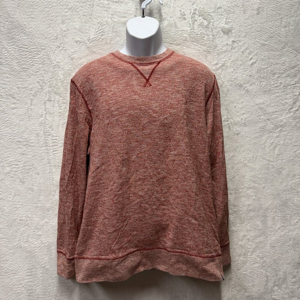 The North Face Shirt Mens Large Heather Red Knit Cotton Logo Contrast Stitching - Picture 2 of 14